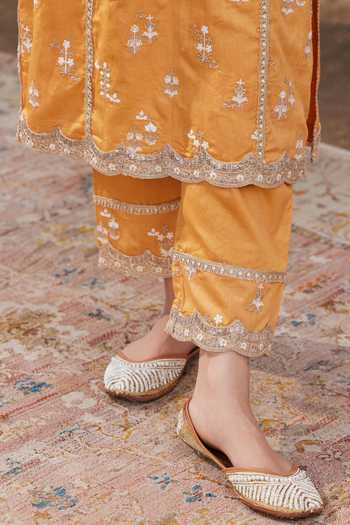 Rajvella Orange Mulmul Supima Cotton Kurta & Pant Set