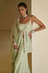 Shop_Seema Gujral_Green Net Embroidery Sequins Scoop Neck Peplum Tunic Sharara Set _at_Aza_Fashions