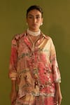 Buy_Sage Saga_Pink Modal Printed Floral Collared Cleo Pearl Button Shirt 