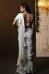 Shop_Sanjana reddy Designs_White Falling Raw Silk Embroidery Ruffle Pre-draped Saree With Blouse  _at_Aza_Fashions