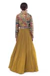 Shop_Onaya_Yellow Georgette Embellished Mirror Lapel Collar Gown With Jacket _at_Aza_Fashions