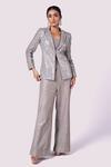 Buy_Onaya_Grey Silk Embellished Sequin Lapel Collar And Cutdana Embroidered Blazer Pant Set_at_Aza_Fashions
