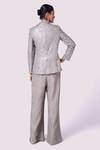 Shop_Onaya_Grey Silk Embellished Sequin Lapel Collar And Cutdana Embroidered Blazer Pant Set_at_Aza_Fashions