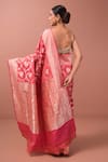 Shop_Sacred Weaves_Pink Katan Silk Handwoven Floral Jaal Paithani Sona Rupa Saree  _Online_at_Aza_Fashions