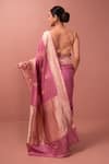 Shop_Sacred Weaves_Pink Satin Silk Handwoven Floral Meenakari Kadua Work Saree  _at_Aza_Fashions