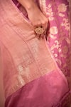 Shop_Sacred Weaves_Pink Satin Silk Handwoven Floral Meenakari Kadua Work Saree  _Online_at_Aza_Fashions