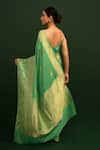 Buy_Sacred Weaves_Green Satin Silk Handwoven Floral Meenakari Kadua Pattern Saree  _Online_at_Aza_Fashions