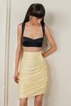 Buy_Therealb_Black Satin Sweetheart Neck Boldly Carefree Bralette And Gathered Skirt Set _Online_at_Aza_Fashions