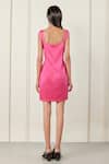 Shop_TheRealB_Pink Satin Embellished Stone Square Neck Daring Dress  _at_Aza_Fashions