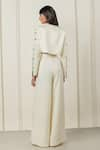 Shop_TheRealB_White Satin Embellished Sequin Round Divine Deity Sleeve Blazer And Pant Set _at_Aza_Fashions