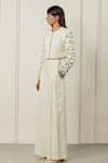 Shop_TheRealB_White Satin Embellished Sequin Round Divine Deity Sleeve Blazer And Pant Set _Online_at_Aza_Fashions