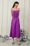 TheRealB_Purple Satin Plain Sweetheart Neck Enigmatic Empress Dress _Online_at_Aza_Fashions