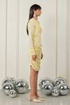Buy_Therealb_Yellow Satin Round Neck Moments Dress _Online_at_Aza_Fashions