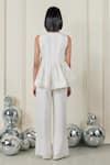 Shop_Therealb_White Satin Pearls, Serene Sway Embellished Peplum Top And Flared Pant Set _at_Aza_Fashions