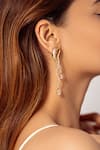 Buy_Opalina Soulful Jewellery_Gold Plated Crystals Embellished Twisted Earrings _at_Aza_Fashions