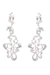 Shop_Opalina Soulful Jewellery_Silver Plated Crystals Abstract Twisted Embellished Earrings _at_Aza_Fashions