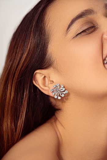 Opalina Soulful Jewellery_Silver Plated Crystals Abstract Spiral Earrings _Online_at_Aza_Fashions