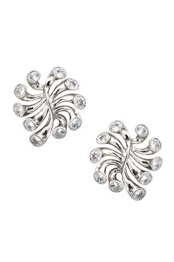 Shop_Opalina Soulful Jewellery_Silver Plated Crystals Abstract Spiral Earrings _at_Aza_Fashions
