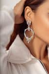 Buy_Opalina Soulful Jewellery_Silver Plated Citrine Melted Pattern Dangler Earrings _at_Aza_Fashions