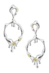 Shop_Opalina Soulful Jewellery_Silver Plated Citrine Melted Pattern Dangler Earrings _at_Aza_Fashions