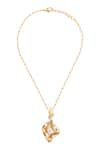 Shop_Opalina Soulful Jewellery_Gold Plated Crystal Shell Pattern Pendant _Online_at_Aza_Fashions