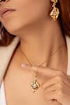 Opalina Soulful Jewellery_Gold Plated Crystal Shell Pattern Pendant _at_Aza_Fashions