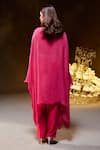Shop Divya Aggarwal Fuchsia Muslin Silk Embellished Mirror Cape Band Laurel Placket Pant Set at Aza Fashions Shop_Divya Aggarwal_Fuchsia Muslin Silk Embellished Mirror Cape Band Laurel Placket Pant Set _at_Aza_Fashions