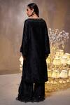Shop_Divya Aggarwal_Black Chanderi Silk Embellished Feather Notched Zuri Kurta And Sharara Set _at_Aza_Fashions
