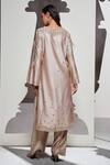 Shop_Divya Aggarwal_Beige Chanderi Silk Embellished Feather V Neck Dara Kurta And Sharara Set _at_Aza_Fashions