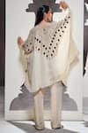 Shop_Divya Aggarwal_Ivory Tissue Embellished Mirror Round Ziva Cape Shirt And Pant Set _at_Aza_Fashions