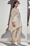 Buy_Divya Aggarwal_Ivory Tissue Embellished Mirror Round Ziva Cape Shirt And Pant Set _Online_at_Aza_Fashions