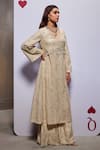 Buy_Divya Aggarwal_Ivory Organza Embellished Pearl Leaf Helena Long Kurta And Pant Set _Online_at_Aza_Fashions