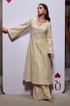 Shop_Divya Aggarwal_Ivory Organza Embellished Pearl Leaf Helena Long Kurta And Pant Set _Online_at_Aza_Fashions