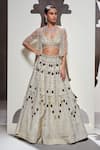 Buy_Divya Aggarwal_Ivory Tissue Mirrors, Beads Anora Embellished Lehenga Set With Jacket _at_Aza_Fashions