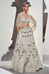 Divya Aggarwal_Ivory Tissue Mirrors, Beads Anora Embellished Lehenga Set With Jacket _Online_at_Aza_Fashions