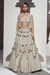 Buy_Divya Aggarwal_Ivory Tissue Mirrors, Beads Anora Embellished Lehenga Set With Jacket _Online_at_Aza_Fashions