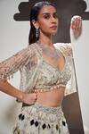 Buy_Divya Aggarwal_Ivory Tissue Mirrors, Beads Anora Embellished Lehenga Set With Jacket 