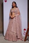 Buy_Divya Aggarwal_Pink Organza, Tulle Embroidery, Sequins, Esme Embellished Bridal Lehenga Set _at_Aza_Fashions