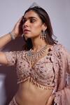 Buy_Divya Aggarwal_Pink Organza, Tulle Embroidery, Sequins, Esme Embellished Bridal Lehenga Set _Online_at_Aza_Fashions