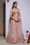 Shop_Divya Aggarwal_Pink Organza, Tulle Embroidery, Sequins, Esme Embellished Bridal Lehenga Set _Online_at_Aza_Fashions