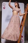 Buy_Divya Aggarwal_Pink Organza, Tulle Embroidery, Sequins, Esme Embellished Bridal Lehenga Set 