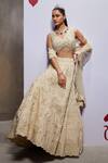 Buy_Divya Aggarwal_Ivory Organza, Muslin, Tulle Pearls Esther Embellished Bridal Lehenga Set _Online_at_Aza_Fashions