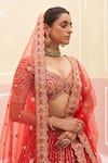 Shop_Angad Singh_Red Raw Silk Embroidered Zardozi Broad V Floral Bridal Lehenga Set _Online_at_Aza_Fashions