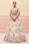 Angad Singh_Ivory Raw Silk Embroidered Zardozi Broad Thread And Bridal Lehenga Set _at_Aza_Fashions