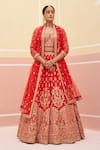 Buy_Angad Singh_Red Raw Silk Embroidered Zardozi Broad V And Sequin Bridal Lehenga Set  _at_Aza_Fashions