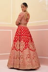 Shop_Angad Singh_Red Raw Silk Embroidered Zardozi Broad V And Sequin Bridal Lehenga Set  _at_Aza_Fashions