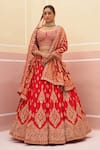 Buy_Angad Singh_Red Raw Silk Embroidered And Woven Zardozi Vintage Bridal Lehenga Set _at_Aza_Fashions