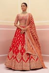 Angad Singh_Red Raw Silk Embroidered And Woven Zardozi Vintage Bridal Lehenga Set _Online_at_Aza_Fashions