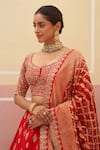 Shop_Angad Singh_Red Raw Silk Embroidered And Woven Zardozi Vintage Bridal Lehenga Set _Online_at_Aza_Fashions