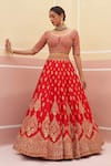 Angad Singh_Red Raw Silk Embroidered And Woven Zardozi Vintage Bridal Lehenga Set _at_Aza_Fashions